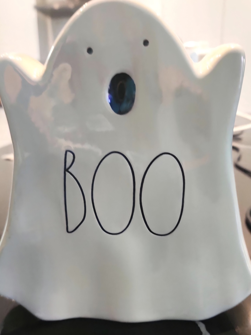 Rare & HTF Rae Dunn Iridescent BOO Ghost
